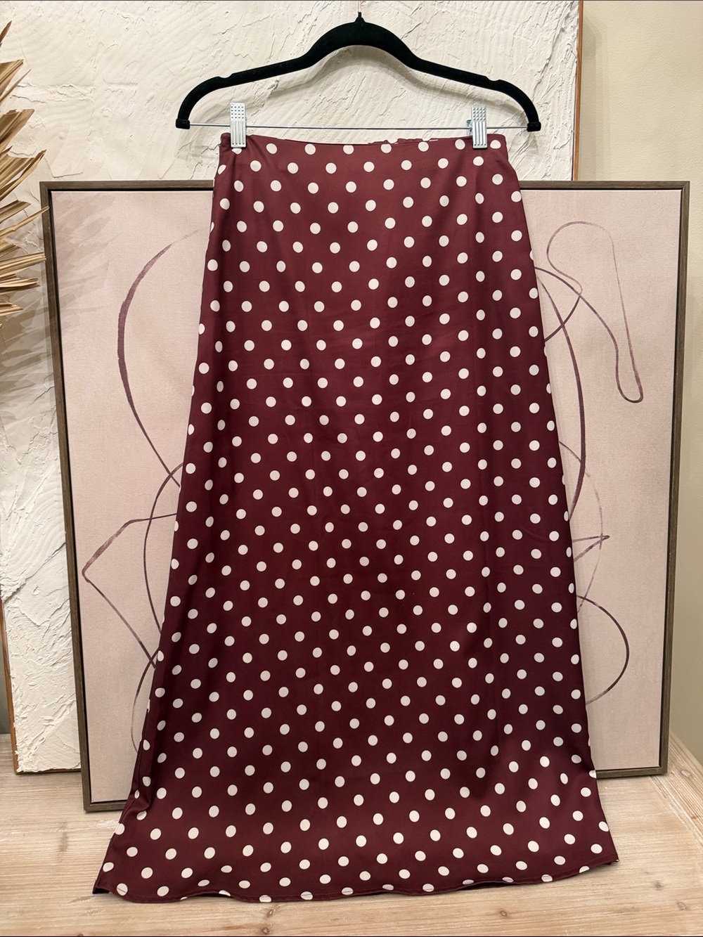Brown and ivory Polka Dot Maxi Skirt - Classic A-Line